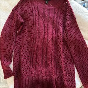 Forever 21 Maroon Cable Knit Sweater